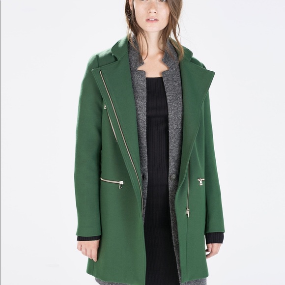 Coats | Zara Women Kelly Green Pea Coat 